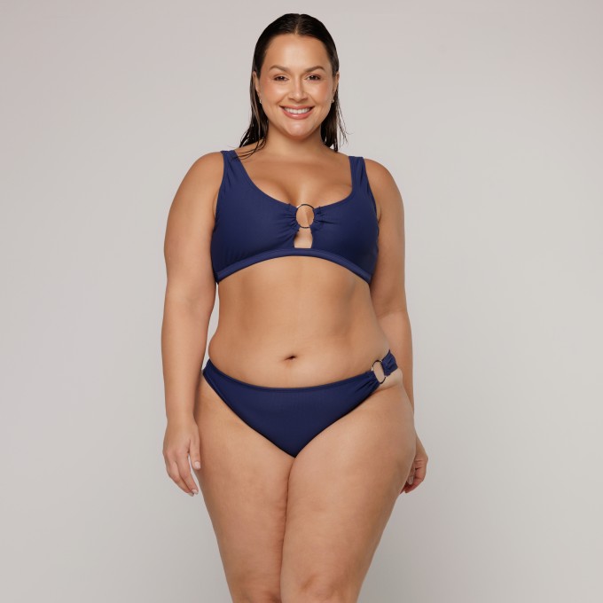 Top Biquini Argola Central Azul Marinho