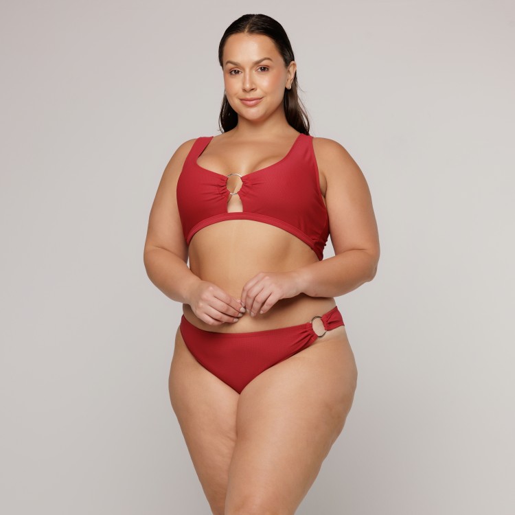Top Biquini Argola Central Rubro