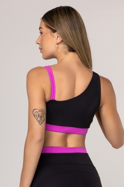 Top Fitness Assimétrico Rosa