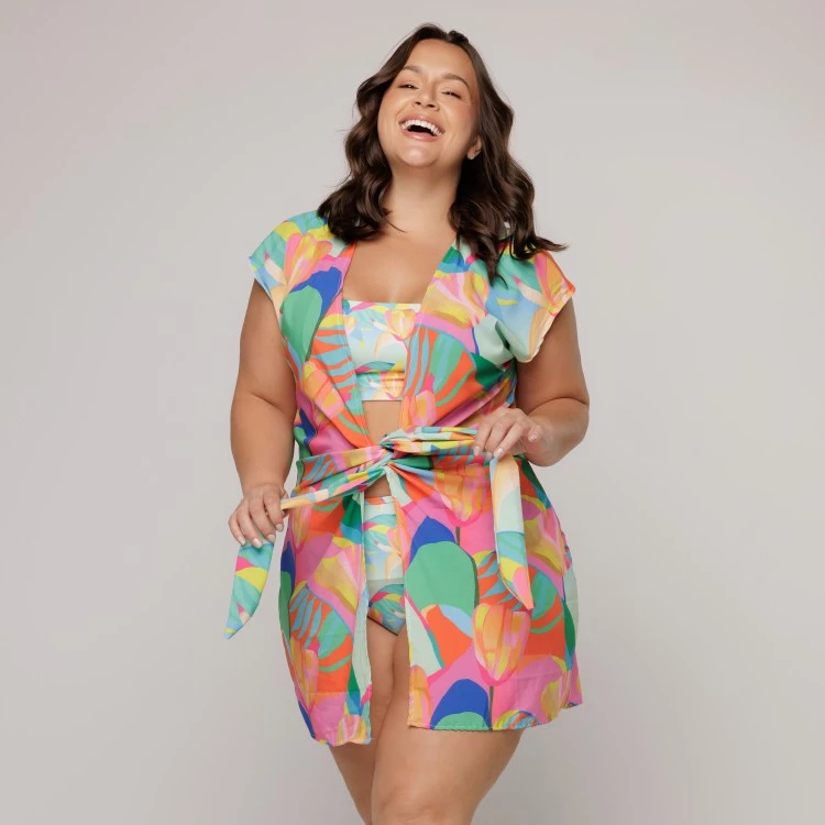 Kaftan Curto Estampa Solar