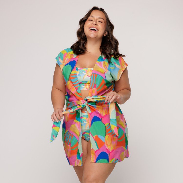 Kaftan Curto Estampa Solar