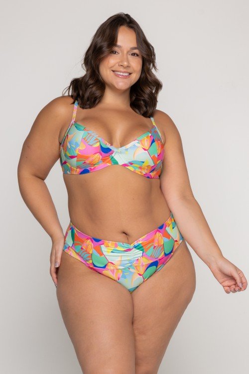 Calcinha Biquini Franzida Estampa Solar