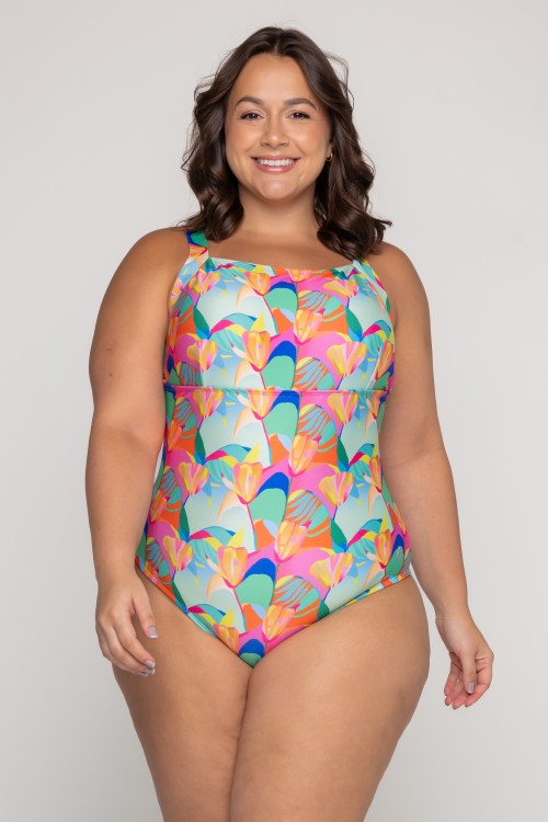 Body Maiô Decote Quadrado Estampa Solar