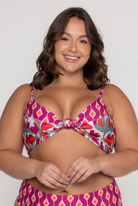 Top Biquini Nó Estampa Flower