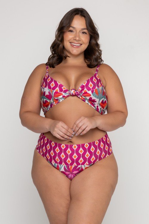 Top Biquini Nó Estampa Flower