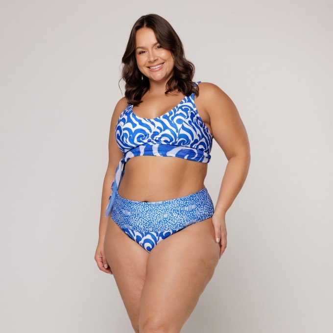 Calcinha Biquini Com Pala Larga Estampa Wave