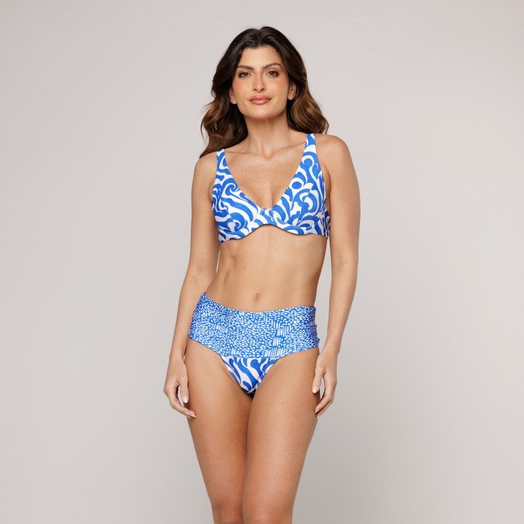 Calcinha Biquini Com Pala Larga Estampa Wave
