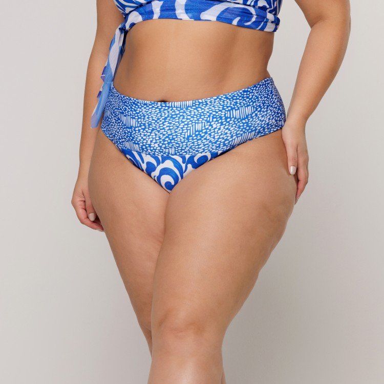 Calcinha Biquini Com Pala Larga Estampa Wave