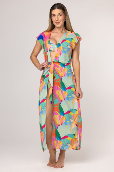 Kaftan Midi Com Estampa Solar