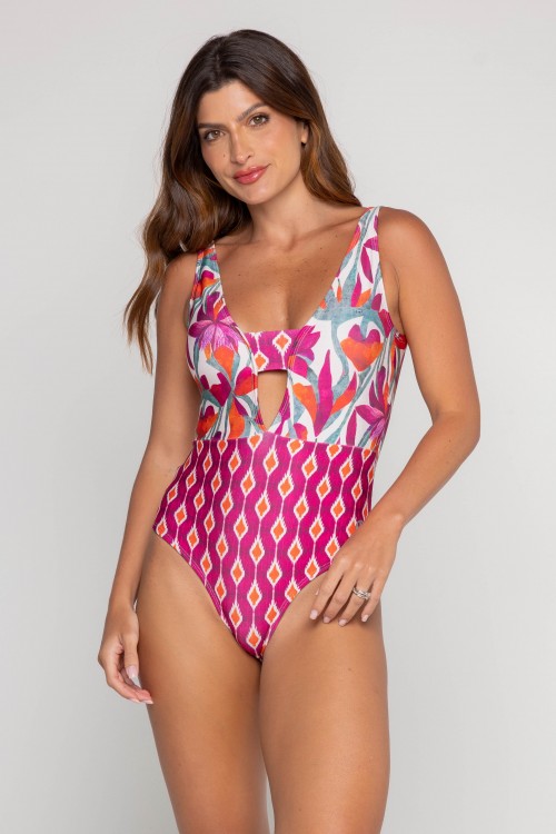 Body Maiô Sublimado Com Decote Estampa Flower