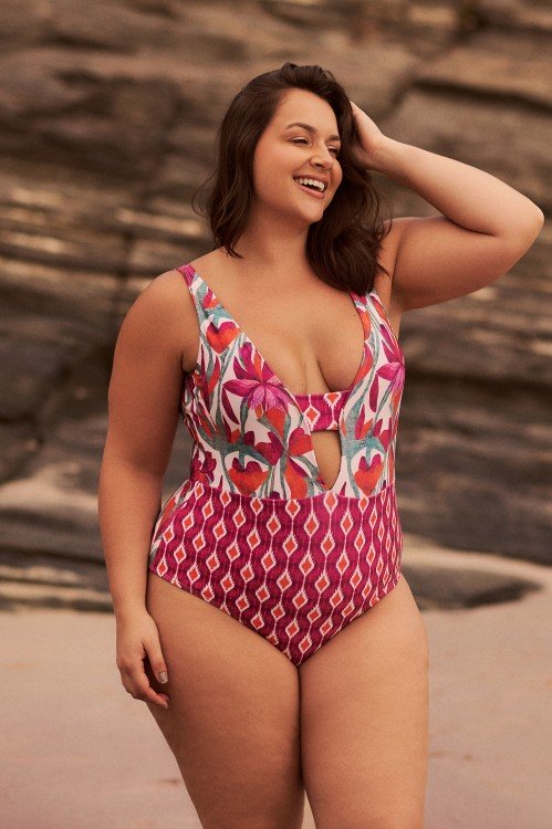 Body Maiô Sublimado Com  Decote Estampa Flower