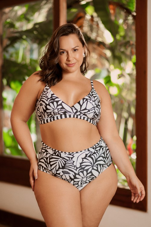 Top Biquini Transpassado Estampa Orgânico