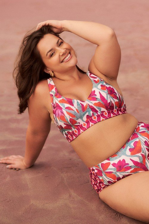 Top Biquini Sustentação Estampa Flower