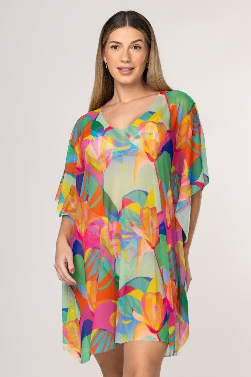 Saída de Praia Manga Morcego Estampa Solar