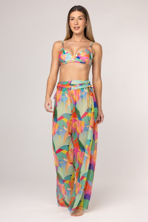 Calça De Tule Estampa Solar