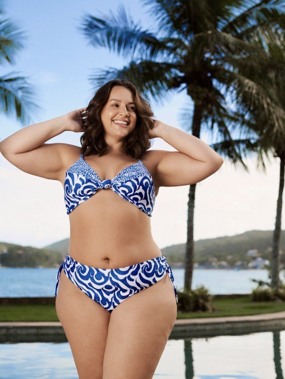 Calcinha Fio Duplo Detalhe Lateral Estampa Wave