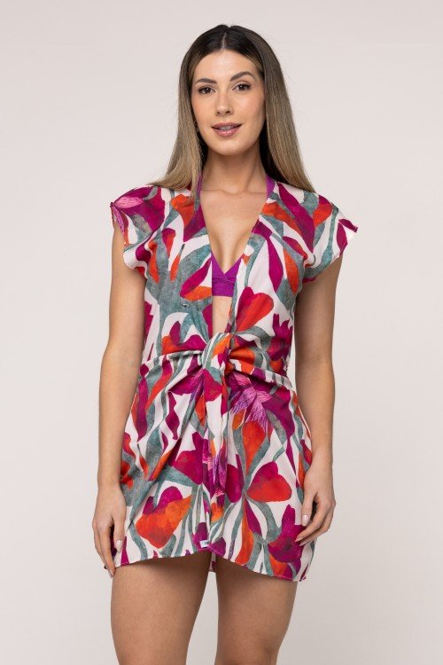 Kaftan Curto Estampa Flower
