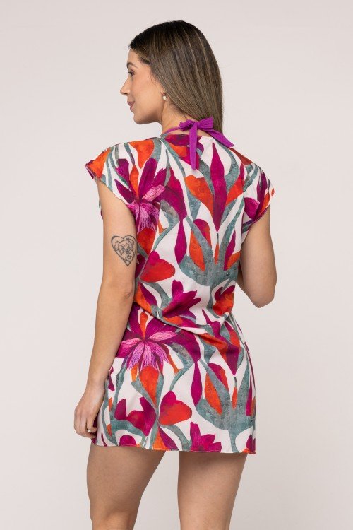 Kaftan Curto Estampa Flower