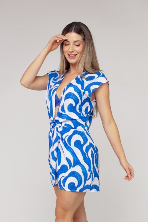 Kaftan Curto Estampa Wave