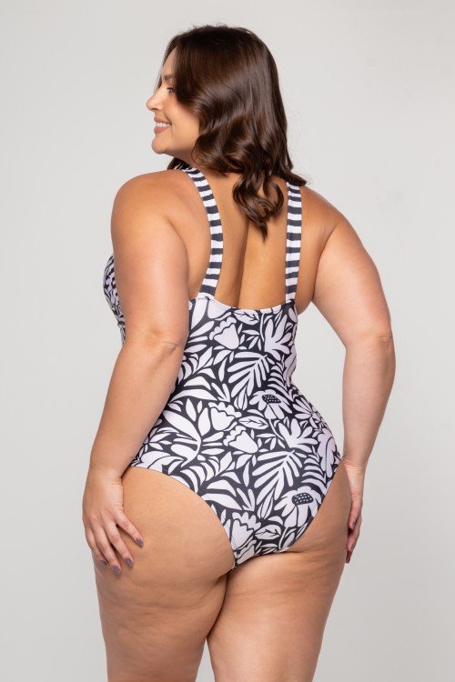 Body Maiô Decote Quadrado Estampa Orgânico