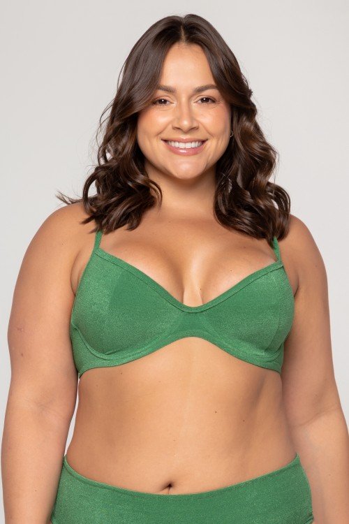 Top Biquini Meia Taça Com Aro Verde