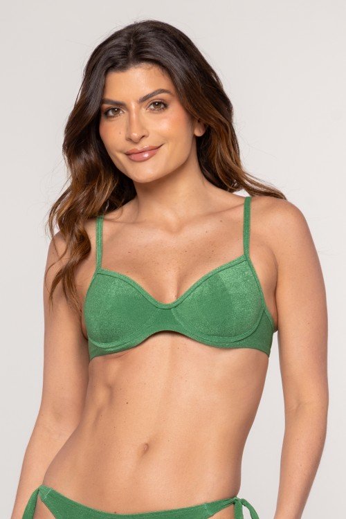 Top Biquini Meia Taça Com Aro Verde