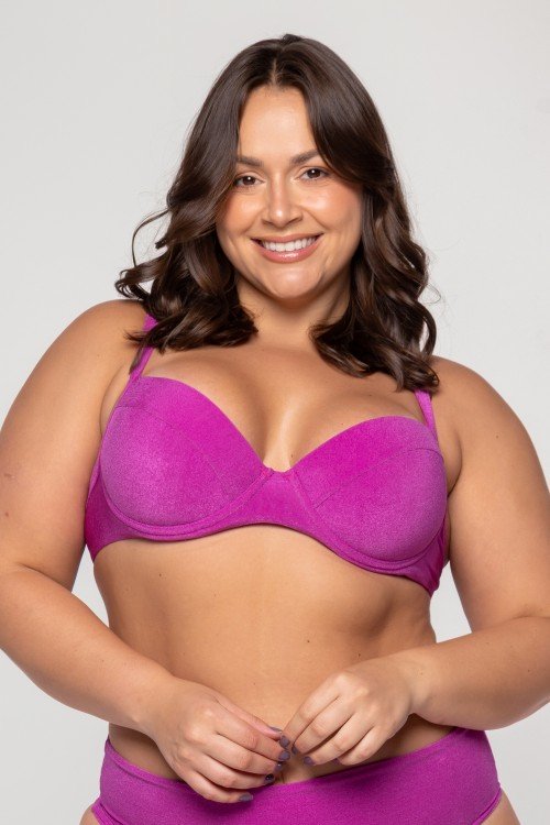 Top Biquini Meia Taça Com Bojo Rx.Escuro