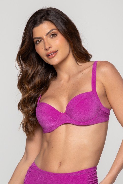 Top Biquini Meia Taça Com Bojo Rx.Escuro