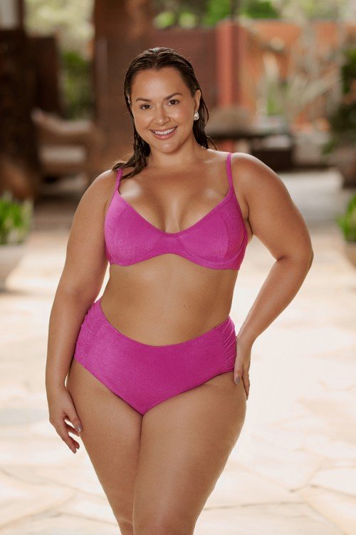 Top Biquini Meia Taça Com Roxo Escuro