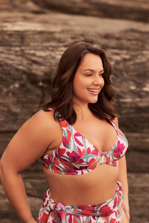 Top Biquini Cortinão Com Aro Estampa Flower