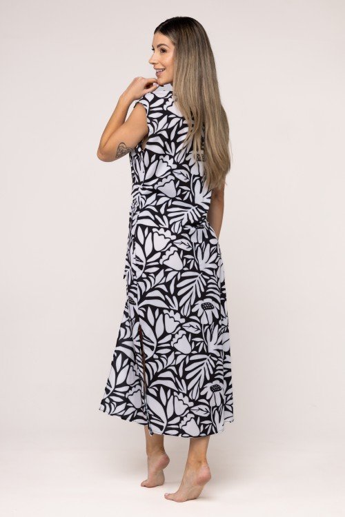 Kaftan Midi Com Estampa Orgânico