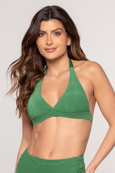 Top Biquini Cortinão Com Pala Larga Verde Foliage