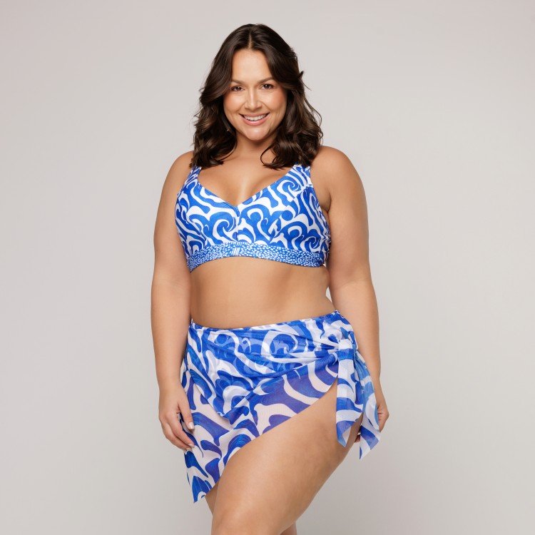 Calcinha de Biquini Sainha 2 em 1 Estampa Wave