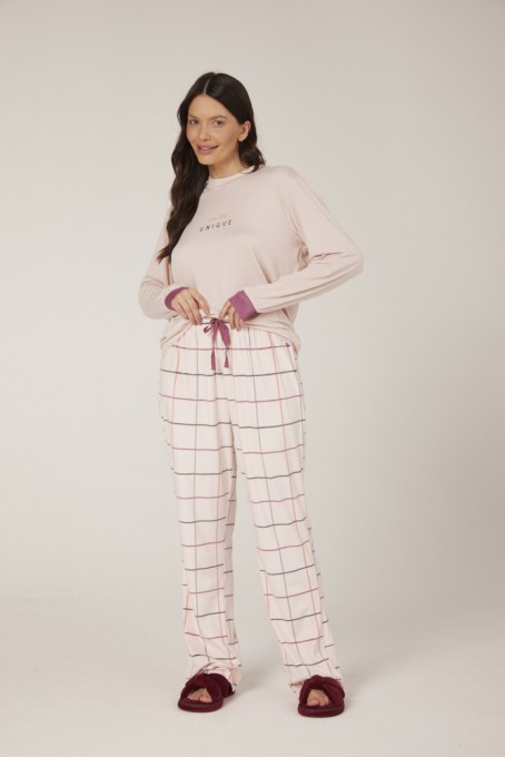 Pijama Feminino Longo com Calça em Fleece