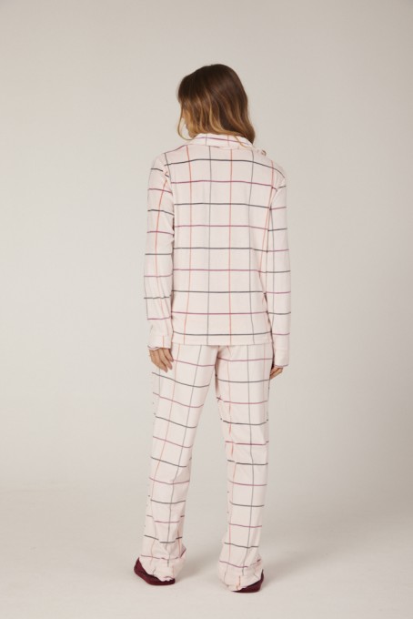 Pijama Fleece com Botões Quadriculados