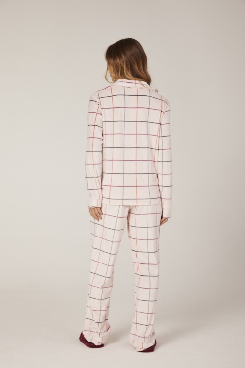 Pijama Fleece com Botões Quadriculados