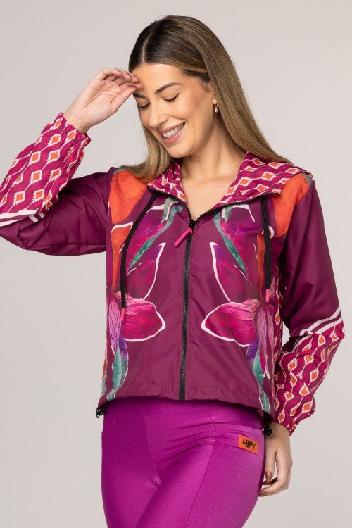 Casaco Corta Vento Estampa Flower