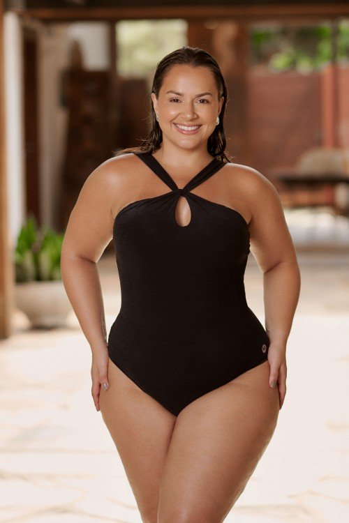 Body Maiô Decote Alto Preto