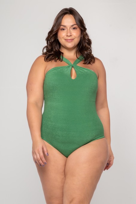 Body Maiô Decote Alto Verde Foliage
