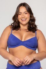 Top Biquini Meia Taça Com Aro Azul