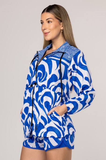 Parka Corta Vento Estampa Wave