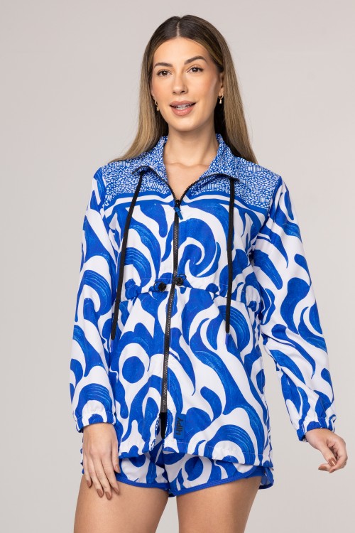 Parka Corta Vento Estampa Wave
