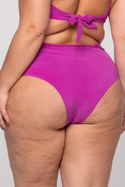 Calcinha Biquini Cintura Alta Com Franzido Rx.Escuro