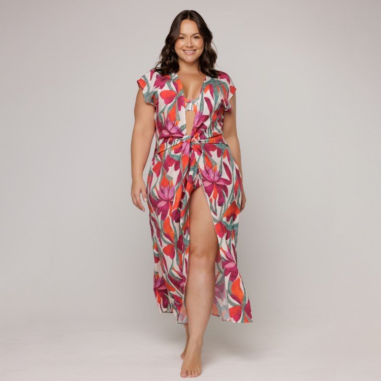 Kaftan Midi Com Estampa Flower