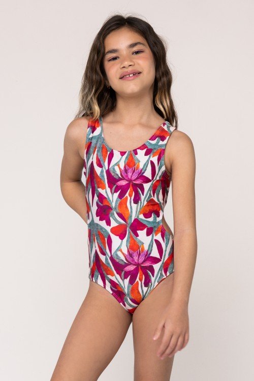 Body Maiô Infantil Engana Mamãe Estampa Flower