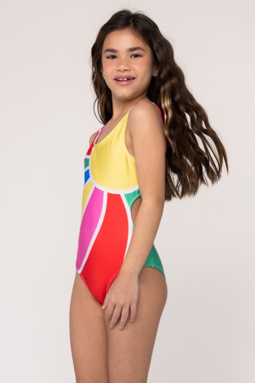 Body Maiô Infantil Engana Mamãe Estampa Rainbow