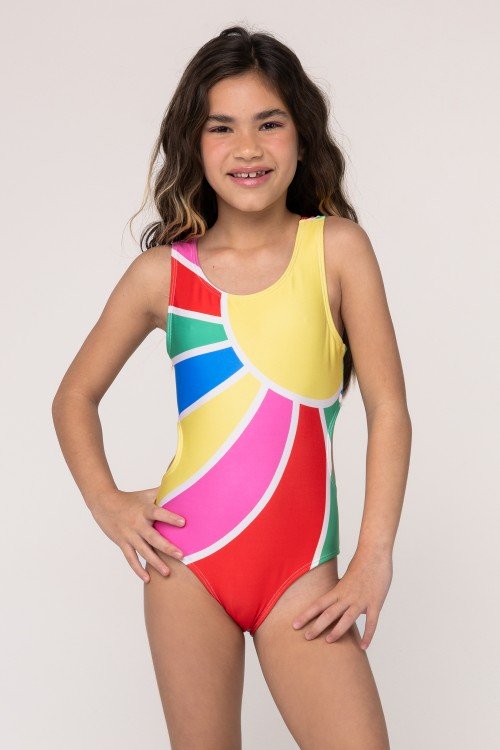 Body Maiô Infantil Engana Mamãe Estampa Rainbow