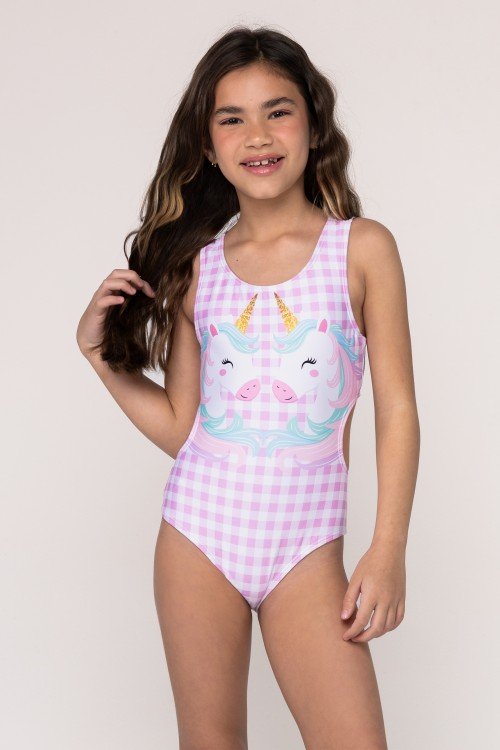 Body Maiô Infantil Engana Mamãe Estampa Unicórnio