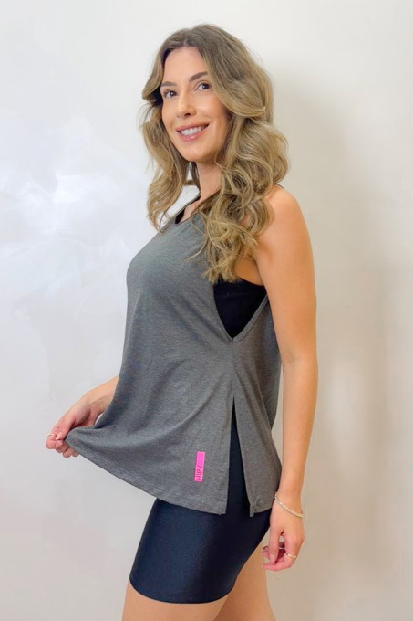 Camiseta Regata Viscose Cinza Escuro