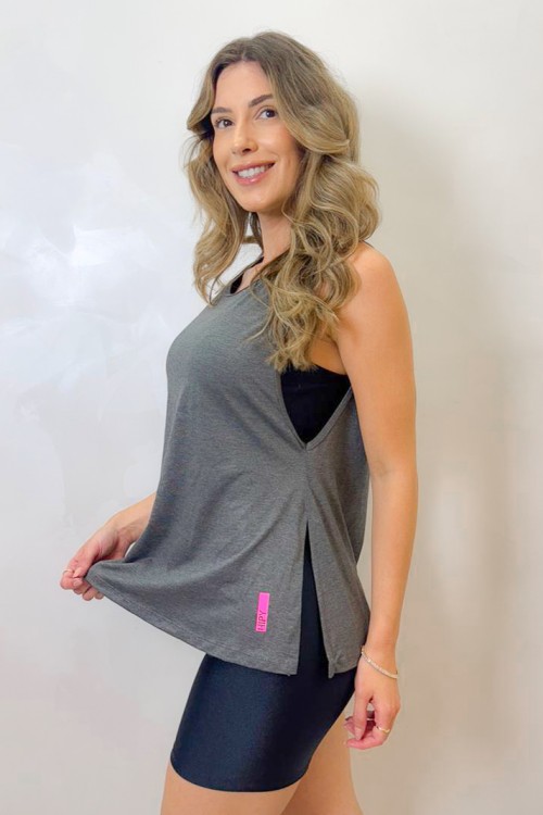 Camiseta Regata Viscose Cinza Escuro